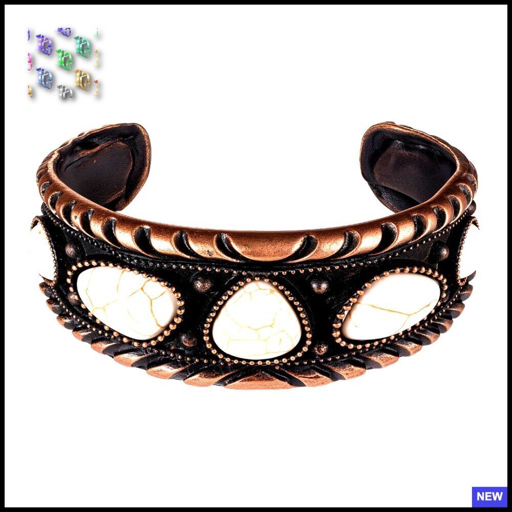 Turquoise Cuff Bangle Bracelet Boho Chic Retro Western Adjustable Wristband